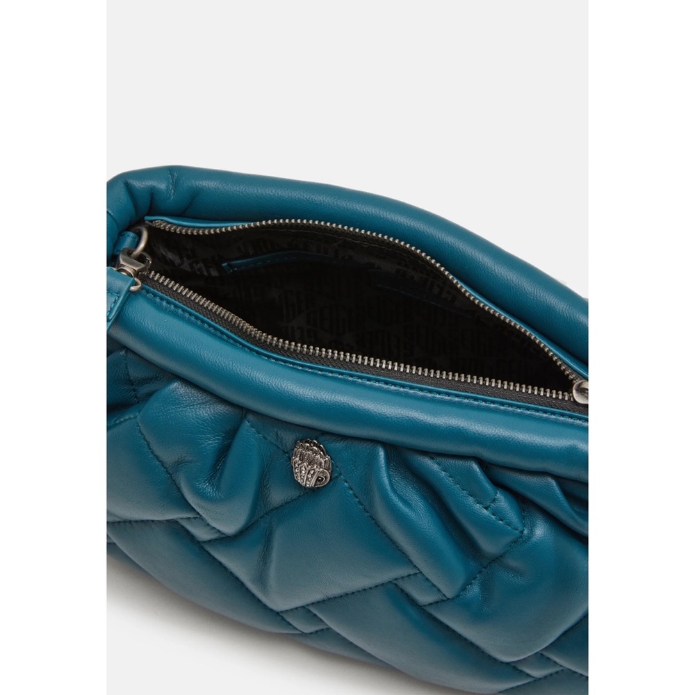 Kurt Geiger Quilted Kensington Soft Leather Convertible Clutch NWT Teal Eagle - Picture 4 of 7